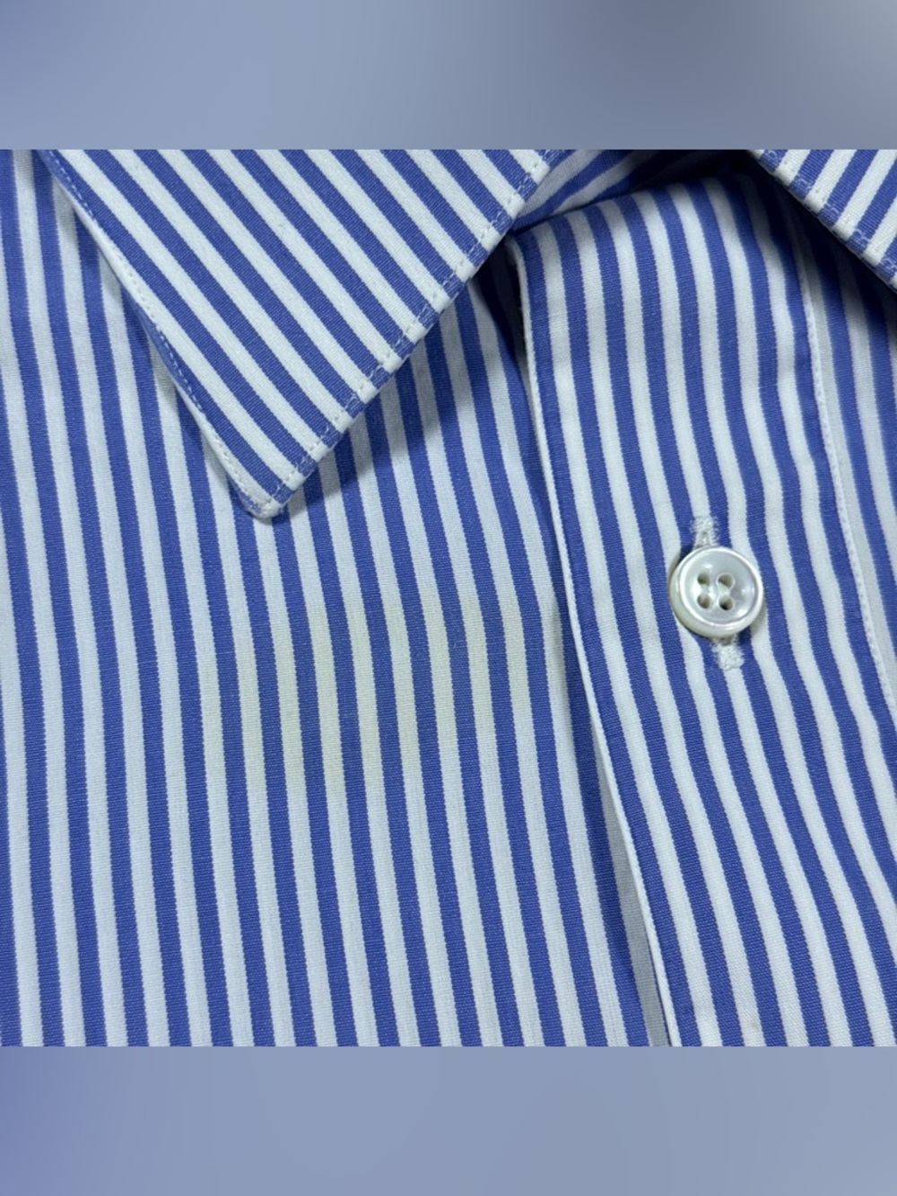 Brioni Dress Shirt Mens 17 / 43 Striped Blue Button Up Cotton Made in Italy - Picture 7 of 10